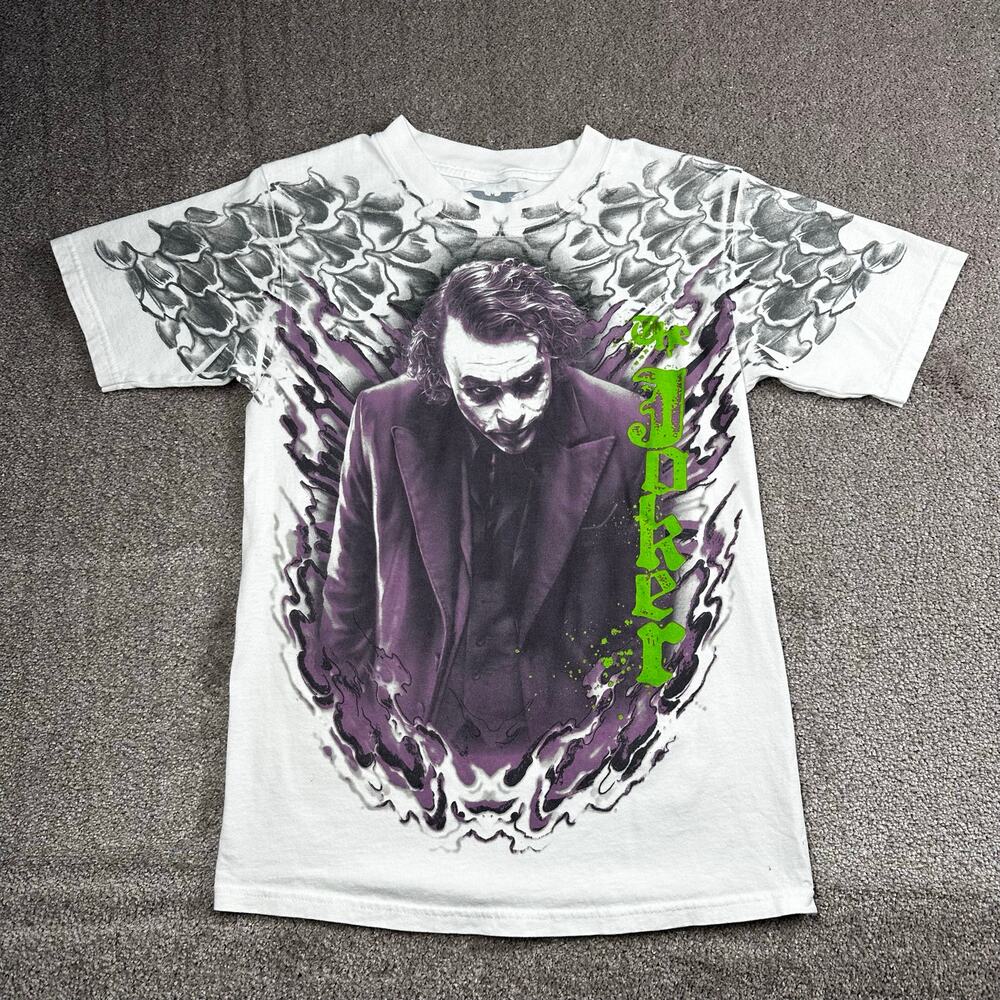 The Dark Knight Joker Heath Ledger Graphic T-Shirt Size S White DC Batman Tee